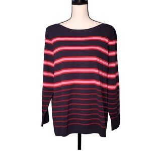 New 46” hip/waist Stretch Talbots pink red navy 3/4 sleeve sweater Women’s